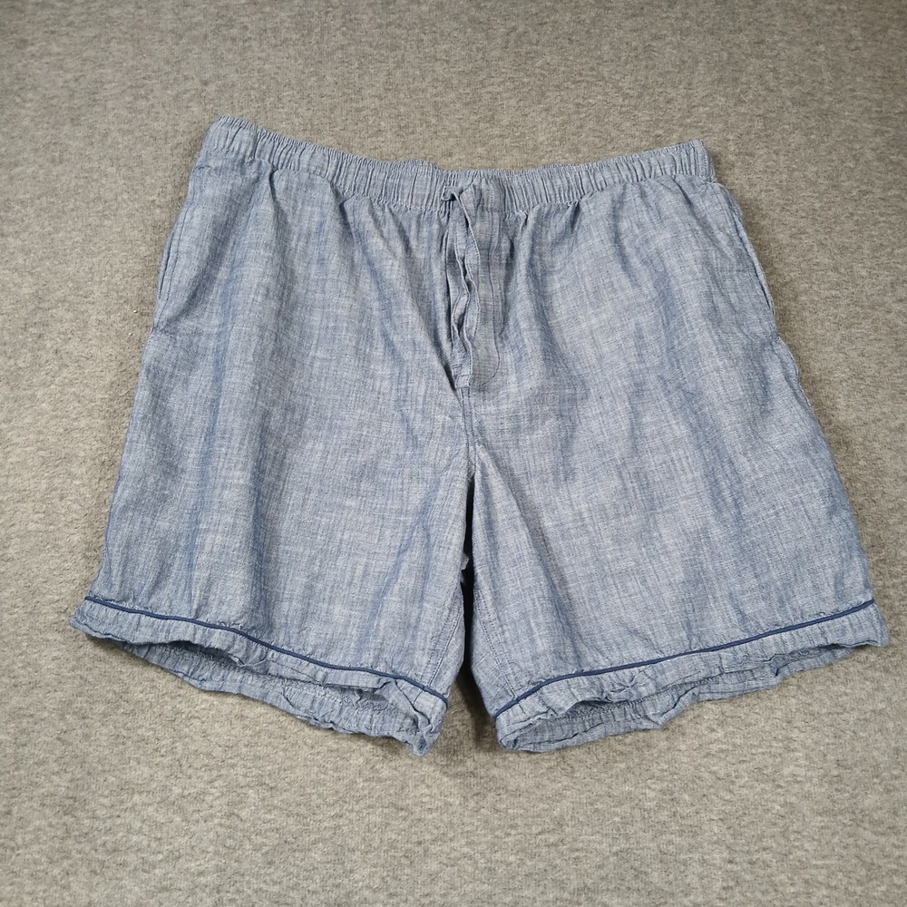 Lands' End Pajama Shorts Mens XL Blue Chambray Cotton Sleepwear Drawstring XL